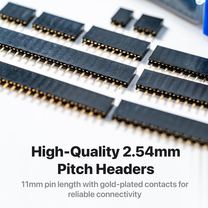 LONELY BINARY 160-Piece 2.54mm Female Pin Header Assortment Kit - Single Row Straight 22/20/19/15/10/8/6/4/3/2-Pin Headers for Arduino ESP32 Raspberry Pi STEM DIY Prototyping - Image 5